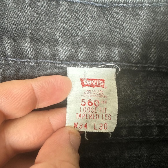 Vintage Levis 560 Jeans Mens 34x30 Black Denim Loose Fit Tapered Made USA 90s - Picture 9 of 14